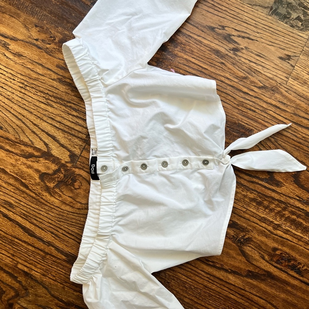 Urban outfitters white button down crop top with ties